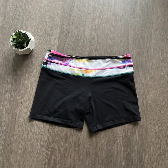 Lululemon Black Shorts with Wide Pattern Waistband - Picture 1 of 7